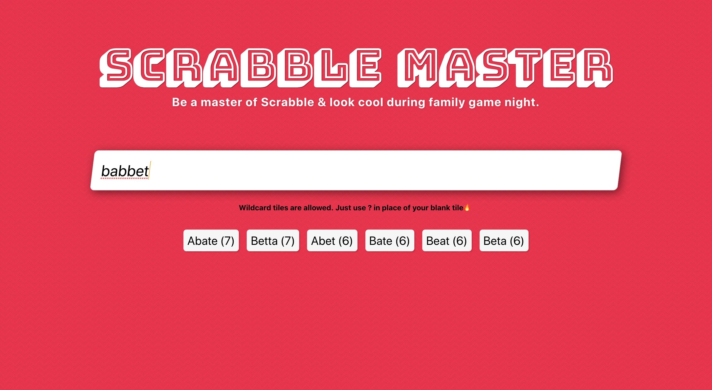 Scrabble Master's UI